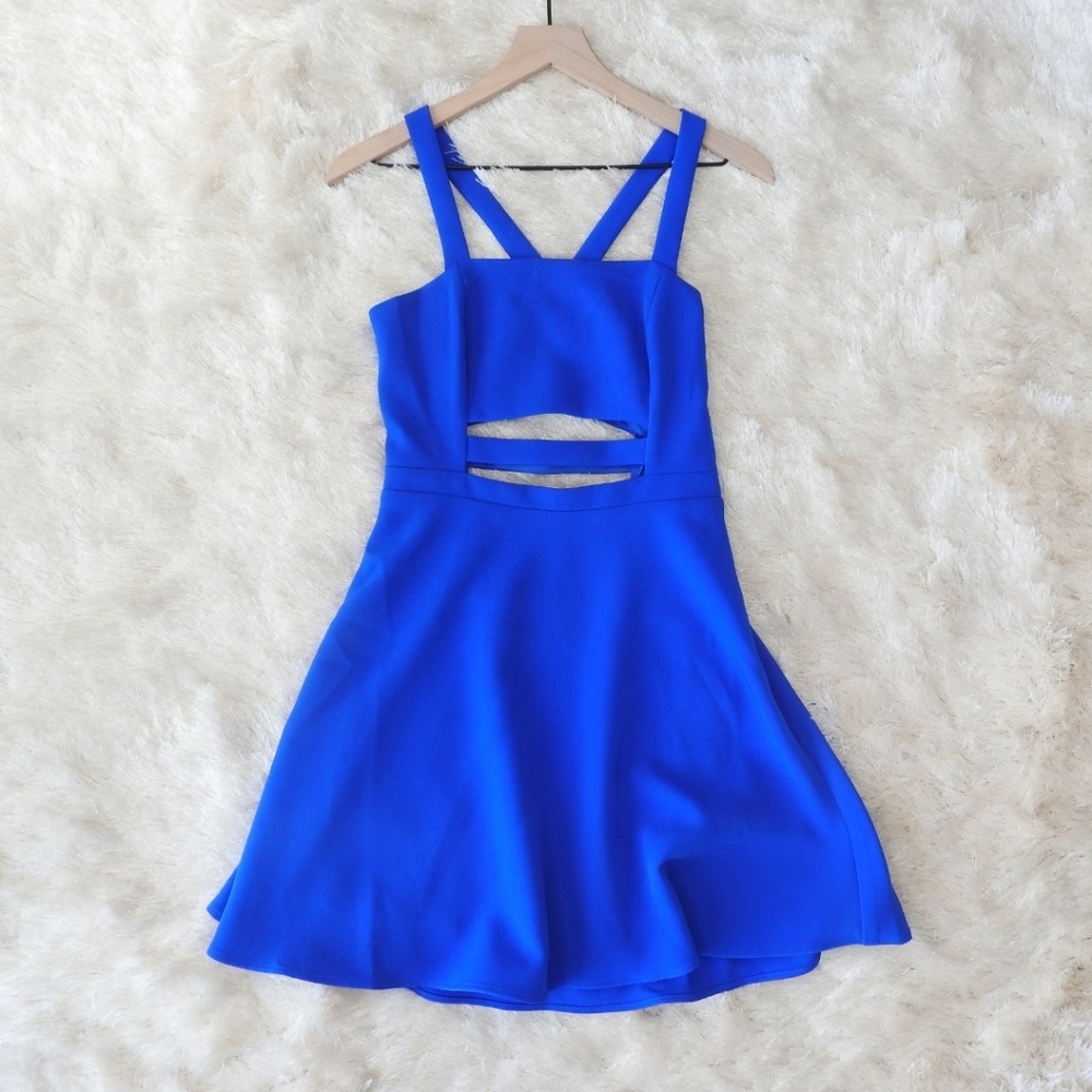 Express blue 💙 cut out A line strap dress